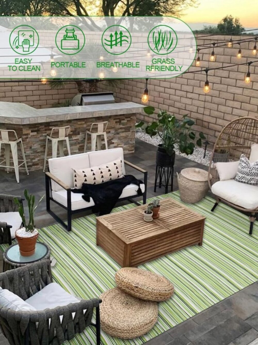 Wefavor Reversible Straw Rug - Picture 4 of 6